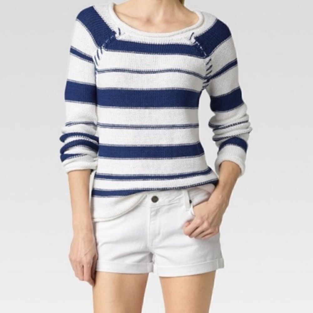 PAIGE Striped Cotton Sweater Pullover